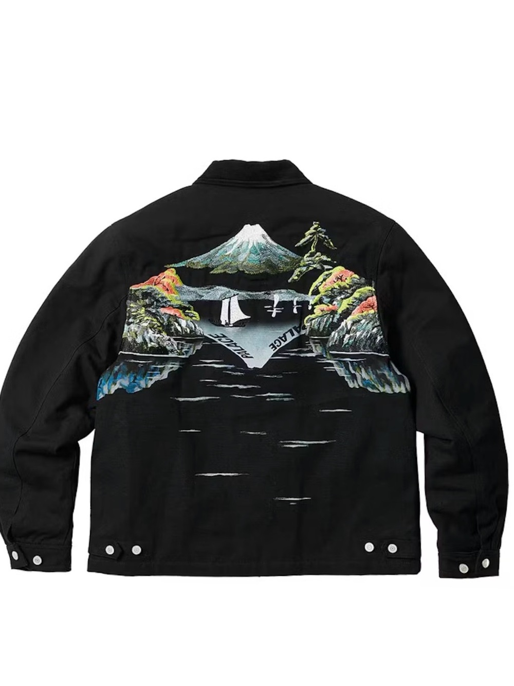PALACE Black Embroidered Scenic Trucker Jacket